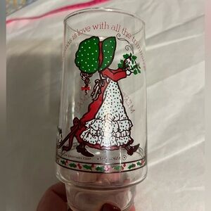 Holly Hobby Coca Cola Holiday Glass with Green and Red Design